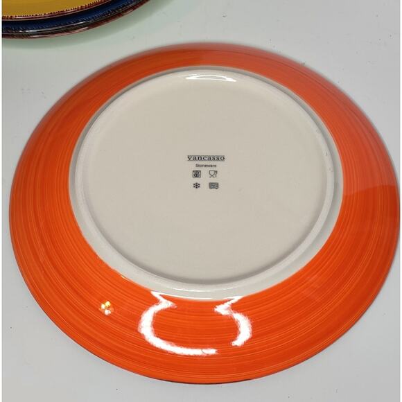 Vancasso Multicolored Stoneware Fiesta Round Dinner Plates Set of 4 - Picture 6 of 13